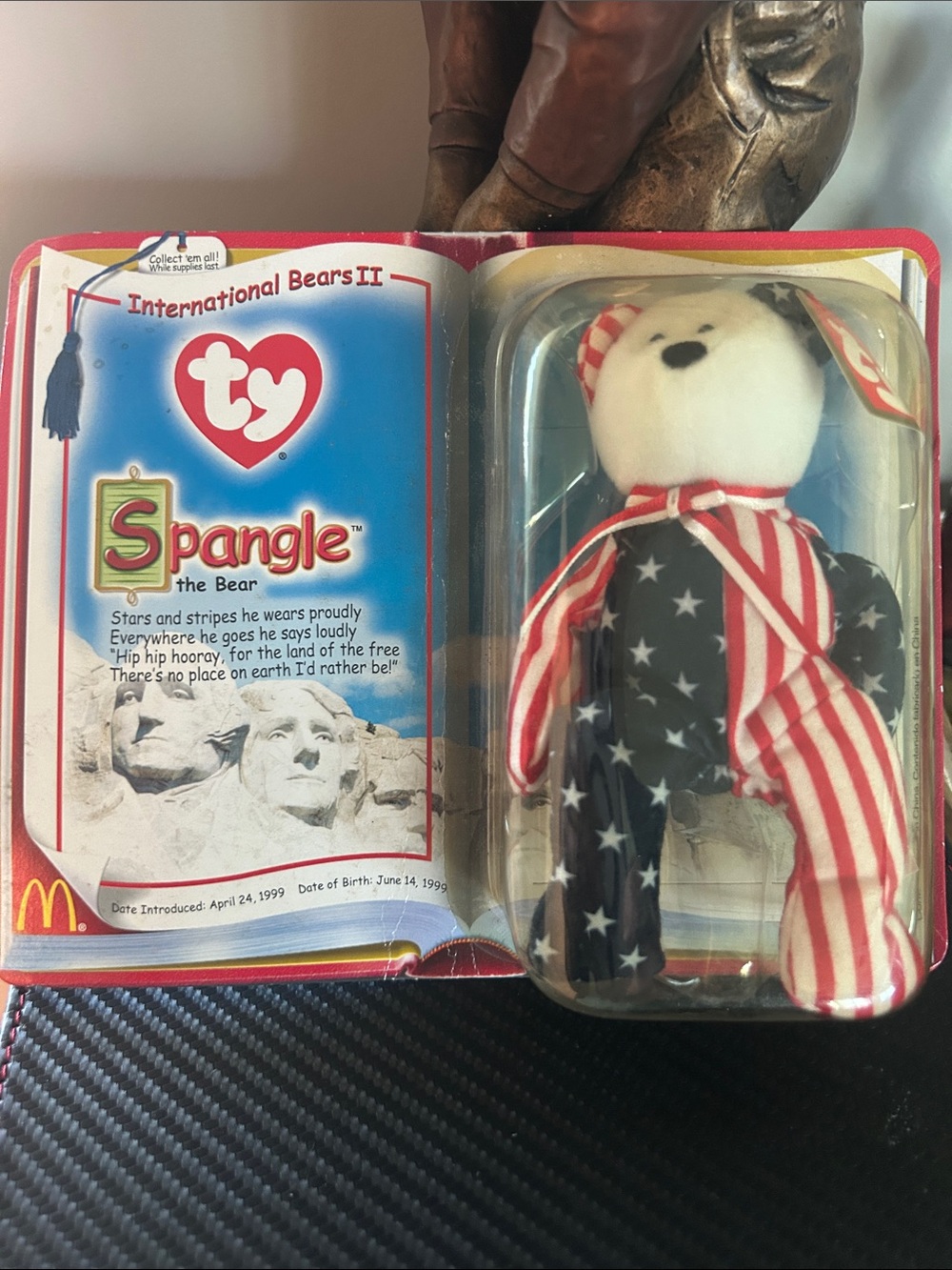 Ty 2000 Spangle Bear - Red White Blue Flag Print